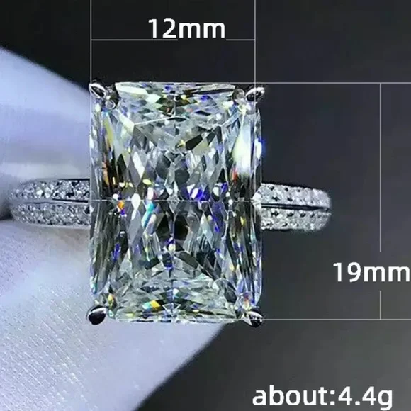 NEW LUXURY 925 STERLING SILVER DIAMOND ENGAGEMENT RING, CUTE RING, SHINY RING. - Picture 7 of 7